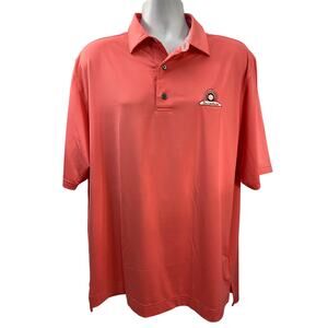 FootJoy Polo Shirt Large Pink Solid Print Golf Performance Ballen Isles Mens
